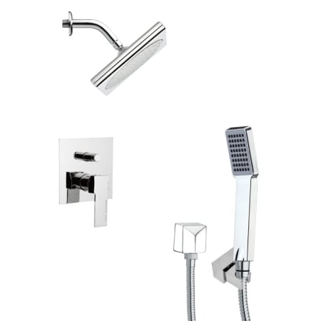 Nameeks Remer 2.5 GPM Square Single Function Rain Shower Head with Hand Shower - Includes Rough In Valve Chrome
