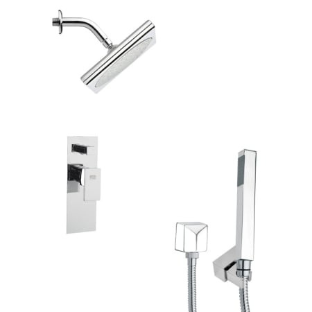 Nameeks Remer 2.5 GPM Square Single Function Rain Shower Head with Hand Shower - Includes Rough In Valve Chrome