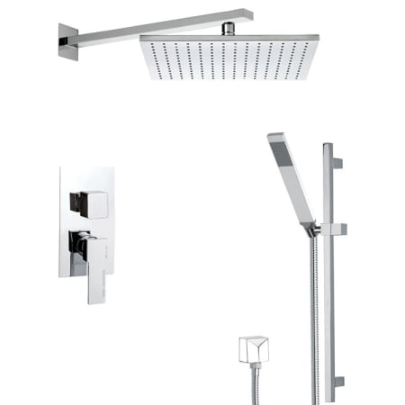 Nameeks Remer Shower System with Single Function Rain Shower Head, Hand Shower, Slide Bar, and Rough In Chrome