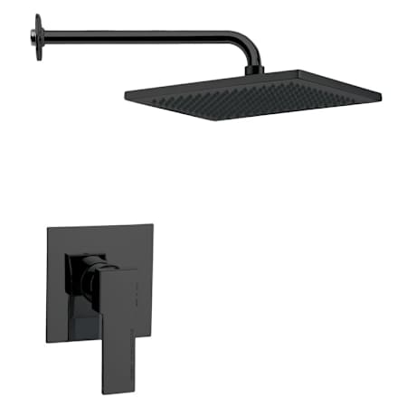 Nameeks Remer 2.5 GPM Single Function Rain Shower Head with Valve Trim Rough In Included Black