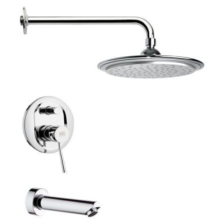 Nameeks Remer Shower Tub and Shower Trim Package with Single Function Rain Shower head - Includes Valve Trim and Rough In Chrome