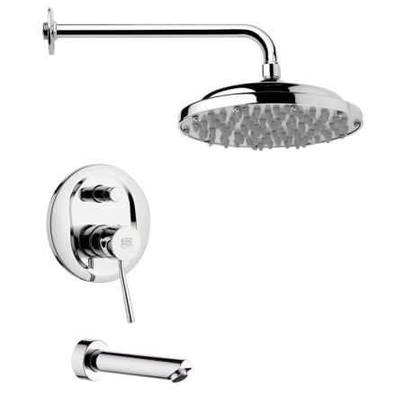 Nameeks Remer Shower Tub and Shower Trim Package with Single Function Rain Shower head - Includes Valve Trim and Rough In Chrome