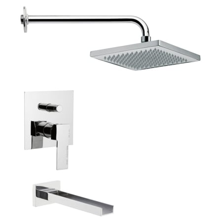 Nameeks Remer Shower Tub and Shower Trim Package with Single Function Rain Shower head - Includes Valve Trim and Rough In Chrome
