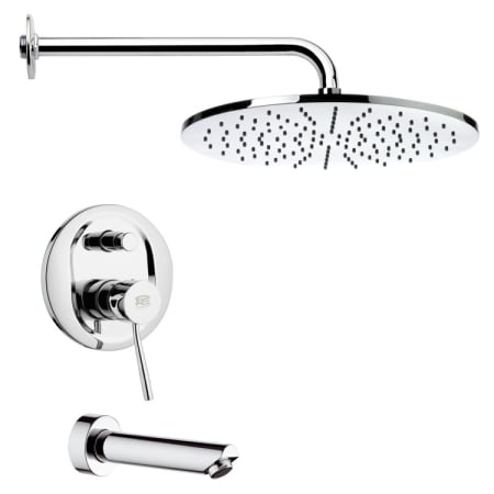 Nameeks Remer Shower Tub and Shower Trim Package with Single Function Rain Shower head - Includes Valve Trim and Rough In Chrome