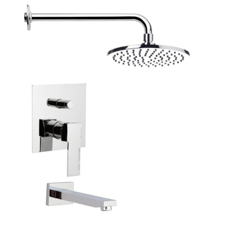 Nameeks Remer Shower Tub and Shower Trim Package with Single Function Rain Shower head - Includes Valve Trim and Rough In Chrome