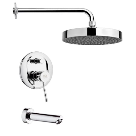 Nameeks Remer Shower Tub and Shower Trim Package with Single Function Rain Shower head - Includes Valve Trim and Rough In Chrome
