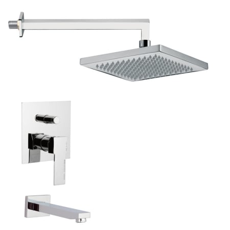 Nameeks Remer Shower Tub and Shower Trim Package with Single Function Rain Shower head - Includes Valve Trim and Rough In Chrome