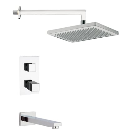 Nameeks Remer Shower Tub and Shower Trim Package with Single Function Rain Shower head - Includes Valve Trim and Rough In Chrome