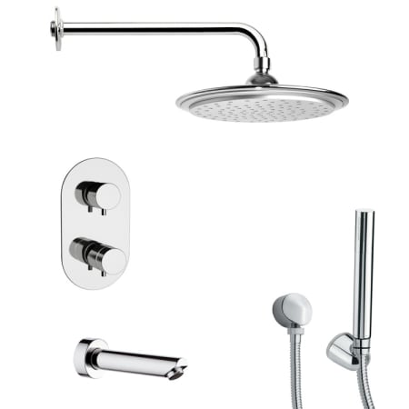 Nameeks Remer Shower Tub and Shower Trim Package with Single Function Rain Shower head and Hand Shower - Includes Valve Trim and Rough In Chrome