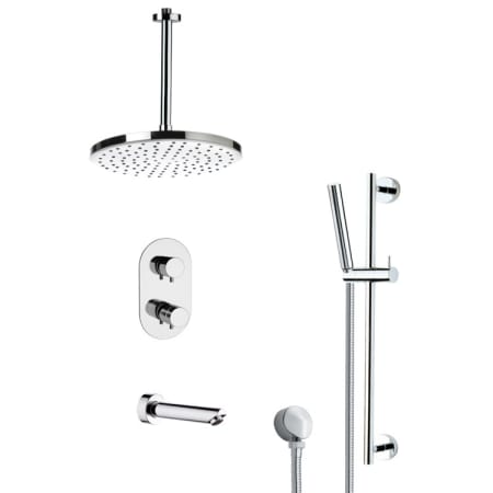 Nameeks Remer Shower Tub and Shower Trim Package with Single Function Rain Shower head and Hand Shower - Includes Valve Trim and Rough In Chrome