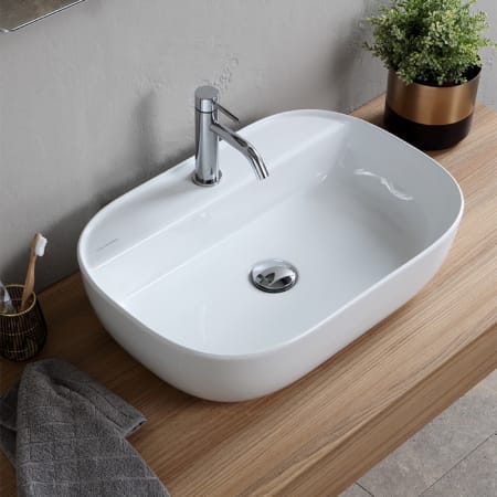 Nameeks Scarabeo Glam 23" Rectangular Ceramic Vessel Bathroom Sink with One Faucet Hole White