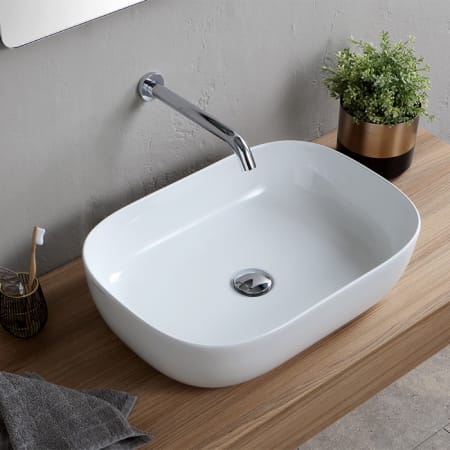 Nameeks Scarabeo Glam 23" Rectangular Ceramic Vessel Bathroom Sink White