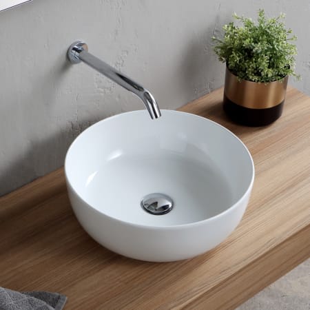 Nameeks Scarabeo Glam 16" Circular Ceramic Vessel Bathroom Sink White