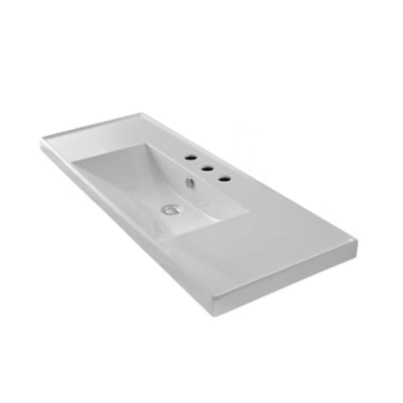 Nameeks Scarabeo 47-5/8" Ceramic Wall Mounted / Drop In Bathroom Sink with Three Faucet Holes - Includes Overflow White