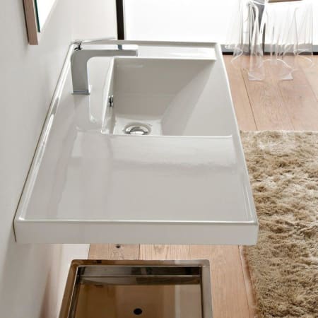 Nameeks Scarabeo ML 36-1/4" Ceramic Wall Mounted / Drop In Bathroom Sink with One Faucet Hole - Includes Overflow White