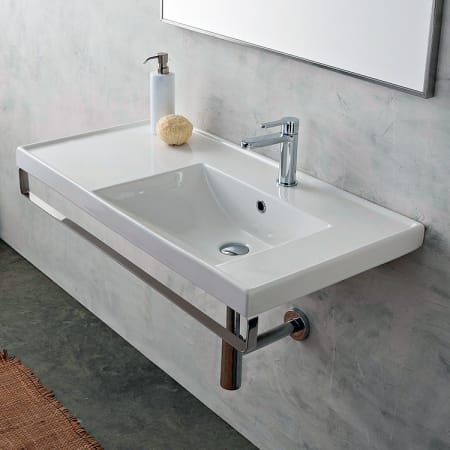 Nameeks Scarabeo 36-1/5" Ceramic Bathroom Sink with One Faucet Hole - Includes Overflow White