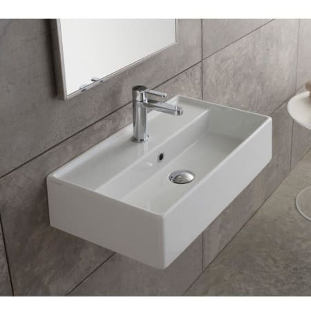 Nameeks Scarabeo 31-1/2" Ceramic Wall Mounted / Vessel Bathroom Sink with One Faucet Hole - Includes Overflow White