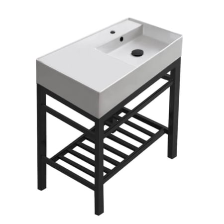 Nameeks Teorema 2 31-7/8" Rectangular Ceramic Console Bathroom Sink with Overflow and Single Faucet Hole Black