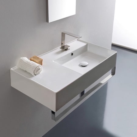 Nameeks Scarabeo Teorema 2.0 32" Rectangular Ceramic Wall Mounted Bathroom Sink with One Faucet Hole - Includes Overflow White