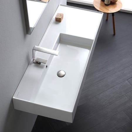 Nameeks Scarabeo Teorema 2.0 48" Rectangular Ceramic Vessel or Wall Mounted Bathroom Sink with One Faucet Hole - Includes Overflow White