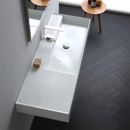 Nameeks Scarabeo Teorema 2.0 48" Rectangular Ceramic Vessel or Wall Mounted Bathroom Sink with One Faucet Hole - Includes Overflow White
