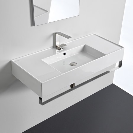 Nameeks Scarabeo Teorema 2.0 40" Rectangular Ceramic Wall Mounted Bathroom Sink with One Faucet Hole - Includes Overflow White
