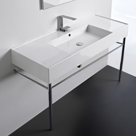 Nameeks Scarabeo Teorema 2.0 48" Rectangular Ceramic Console Bathroom Sink with One Faucet Hole - Includes Overflow White