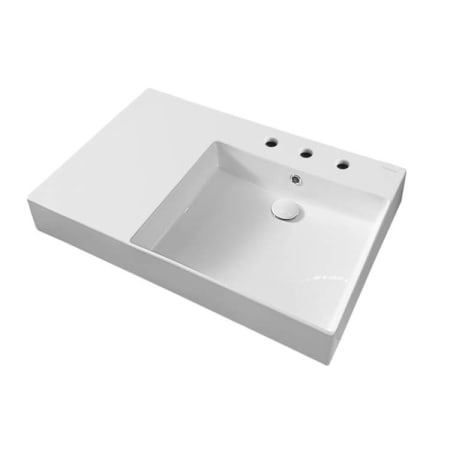 Nameeks Teorema 2.0 Plus 31-1/2" Rectangular Ceramic Wall Mount / Drop In Bathroom Sink with Overflow, Right Offset Basin and 3 Faucet Holes at 8" Centers White