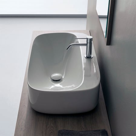 Nameeks Scarabeo 28-2/5" Ceramic Bathroom Sink For Vessel Installation with One Faucet Hole White