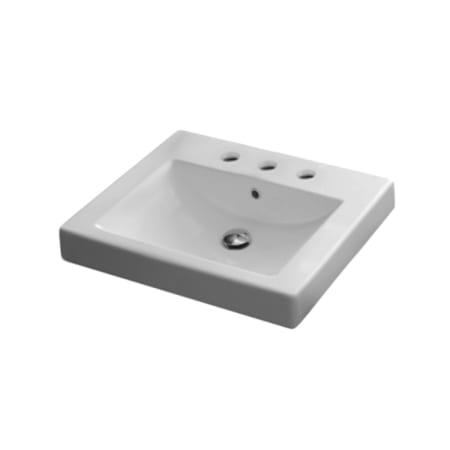 Nameeks Scarabeo 23-5/8" Ceramic Drop In Bathroom Sink with Three Faucet Holes - Includes Overflow White