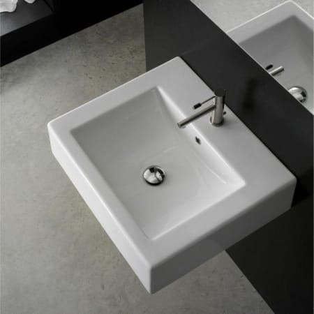 Nameeks Scarabeo 23-5/8" Ceramic Wall Mounted / Vessel Bathroom Sink with One Faucet Hole - Includes Overflow White