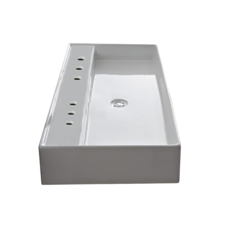 Nameeks Scarabeo 47-1/4" Ceramic Bathroom Sink for Vessel or Wall Mounted Installation with Holes Drilled for Two Faucets - Includes Overflow White