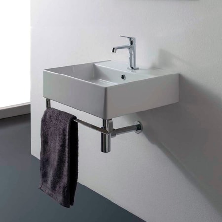Nameeks Scarabeo 15-2/3" Ceramic Wall Mount Bathroom Sink with One Faucet Hole - Includes Overflow White
