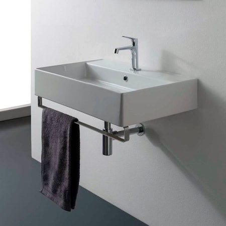 Nameeks Scarabeo 31-1/2" Ceramic Wall Mount Bathroom Sink with One Faucet Hole - Includes Overflow White