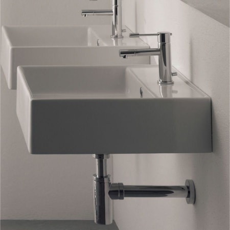 Nameeks Scarabeo 18-1/4" Ceramic Wall Mounted / Vessel Bathroom Sink with One Faucet Hole - Includes Overflow White