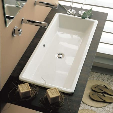 Nameeks Scarabeo Gaia 34-1/4" Ceramic Drop In Bathroom Sink - Includes Overflow White