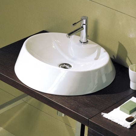 Nameeks Scarabeo 33-3/4" Ceramic Vessel Bathroom Sink with One Faucet Hole White