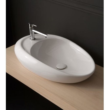 Nameeks Scarabeo 18" Ceramic Vessel Bathroom Sink with One Faucet Hole White