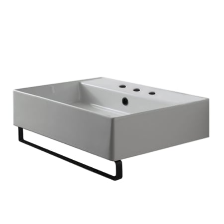 Nameeks Scarabeo 23-3/5" Ceramic Wall Mount Bathroom Sink with Three Faucet Holes - Includes Overflow Black