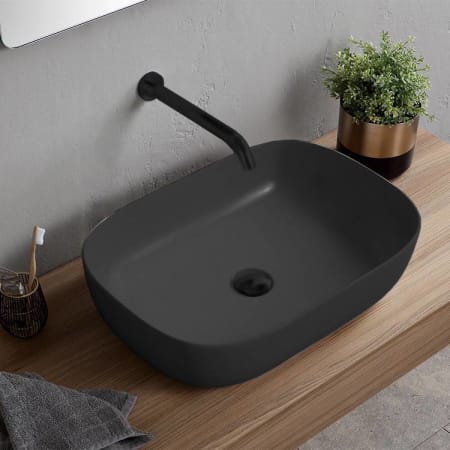 Nameeks Scarabeo Glam 23" Rectangular Ceramic Vessel Bathroom Sink Matte Black