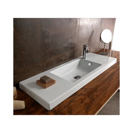 Nameeks Tecla 39-3/8" Ceramic Wall Mounted / Drop In Bathroom Sink with One Faucet Hole - Includes Overflow White