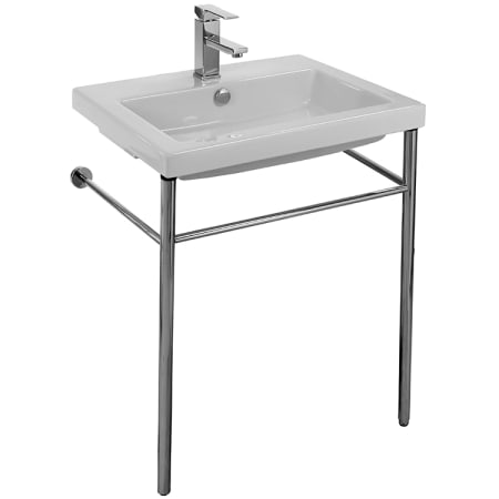 Nameeks Tecla 23-5/8" Ceramic Bathroom Sink For Console Installation with One Faucet Hole - Includes Overflow White