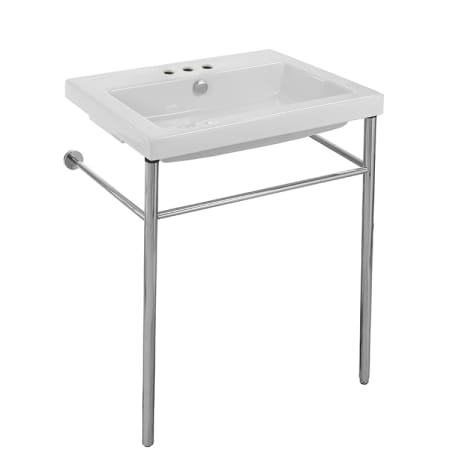 Nameeks Tecla 23-5/8" Ceramic Bathroom Sink For Console Installation with Three Faucet Holes - Includes Overflow White