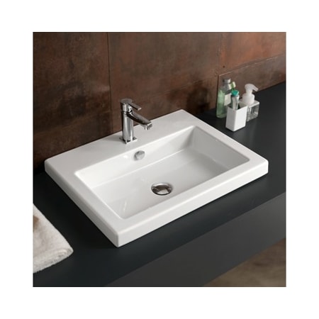 Nameeks Tecla 23-5/8" Ceramic Wall Mounted / Drop In Bathroom Sink with One Faucet Hole - Includes Overflow White