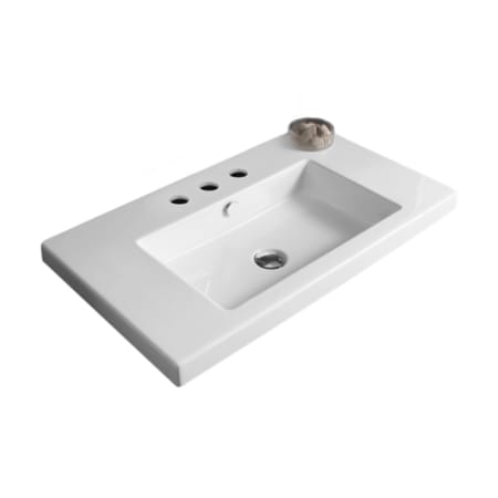 Nameeks Tecla 31-1/2" Ceramic Wall Mounted / Drop In Bathroom Sink with Three Faucet Holes - Includes Overflow White