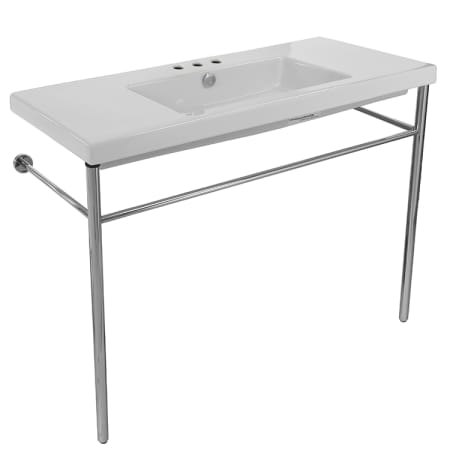 Nameeks Tecla 39-3/8" Ceramic Bathroom Sink For Console Installation with Three Faucet Holes - Includes Overflow White