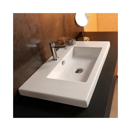 Nameeks Tecla 39-3/8" Ceramic Wall Mounted / Drop In Bathroom Sink with One Faucet Hole - Includes Overflow White