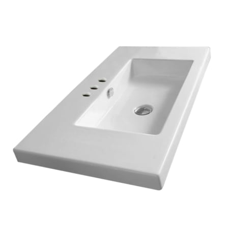 Nameeks Tecla 39-3/8" Ceramic Wall Mounted / Drop In Bathroom Sink with Three Faucet Holes - Includes Overflow White