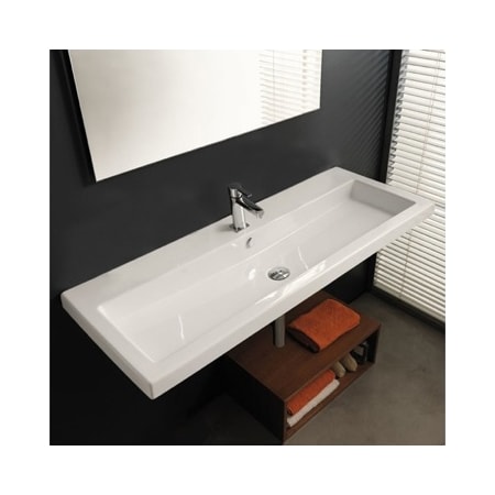 Nameeks Tecla 47-1/4" Ceramic Wall Mounted / Drop In Bathroom Sink with One Faucet Hole - Includes Overflow White