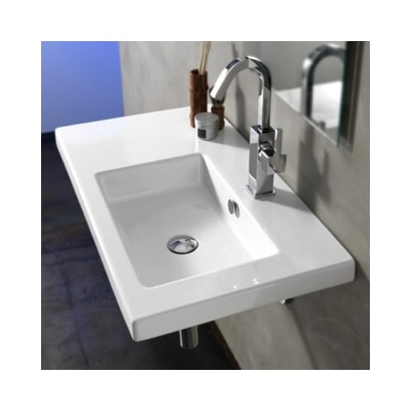 Nameeks Tecla 31-1/2" Ceramic Wall Mounted / Drop In Bathroom Sink with One Faucet Hole - Includes Overflow White
